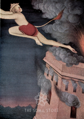 Hanuman Burning Lanka Poster (A3) – 1913 Vintage Ramayana Art Print