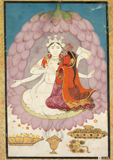 Vishnu and Lakshmi in Lotus Embrace (A3 Poster)
