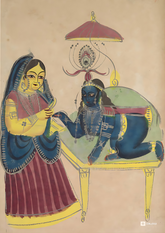 Baby Krishna Asking for Butter from Yashoda (A3 Poster)