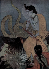 Krishna Subdues Kaliya Poster (A3) – Vintage 1914 Illustration