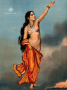 Celestial Nymph Ascending to the Heavens - Raja Ravi Varma Press (18×24″ Poster)
