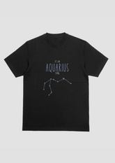 Aquarius – The Cosmic Innovator Tee (Unisex & Oversized Black T-Shirt)