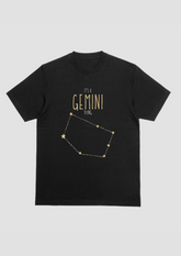 Gemini – The Cosmic Conversationalist (Black Zodiac Series – Unisex/Oversized T-Shirt)