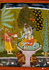 Shiva and Parvati with Ganesha – Bundi Miniature Painting (A3 Poster)