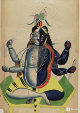 Ardhanarishvara – Kalighat Painting Reprint (A3 Poster)