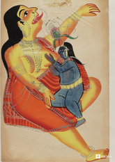 Krishna Killing Putana – Kalighat Painting Reprint (A3 Poster)