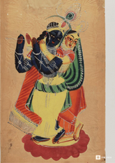 Radha Krishna – Kalighat Painting Reprint (A3 Poster)