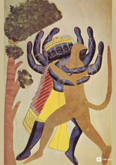 Ravan & Hanuman – Kalighat Painting Reprint (A3 Poster)