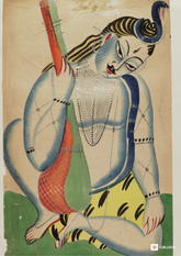 Shiva with Veena – Kalighat Painting Reprint (A3 Poster)