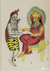 Shiva and Annapurna – Kalighat Painting Reprint (A3 Poster)