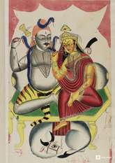Shiva Parvati Enthroned – Kalighat Painting Reprint (A3 Poster)