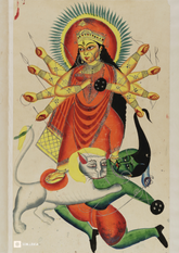 Durga Mounted on Lion – Kalighat Reprint Poster (A3)
