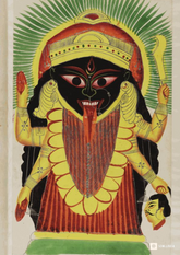 Kali Fierce and Divine – Kalighat Painting Reprint (A3 Poster)