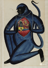 Hanuman Reveals His Heart – Kalighat Painting Reprint (A3 Poster)