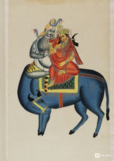 Shiv and Parvati on Nandi – Kalighat Painting Reprint (A3 Poster)