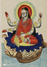 Ganga on Alligator – Kalighat Painting Reprint (A3 Poster)