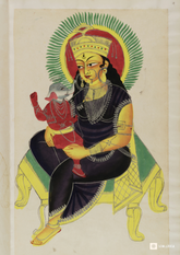 Parvati and Ganesha – Kalighat Painting Reprint (A3 Poster)