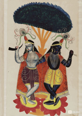 Krishna & Balarama Dancing – Kalighat Painting Reprint (A3 Poster)