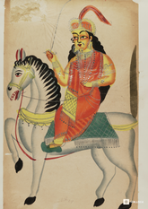 Rani of Jhansi on Horseback – Kalighat Painting Reprint (A3 Poster)