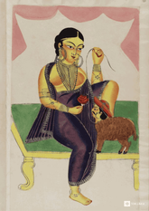 The Courtesan and the Sheep-Man – Kalighat Painting Reprint (A3 Poster)