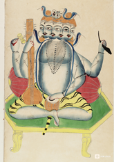 Panchanan Shiva Enthroned – Kalighat Painting Reprint (A3 Poster)