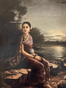 Radha in the Moonlight by Raja Ravi Varma Print (18×24)