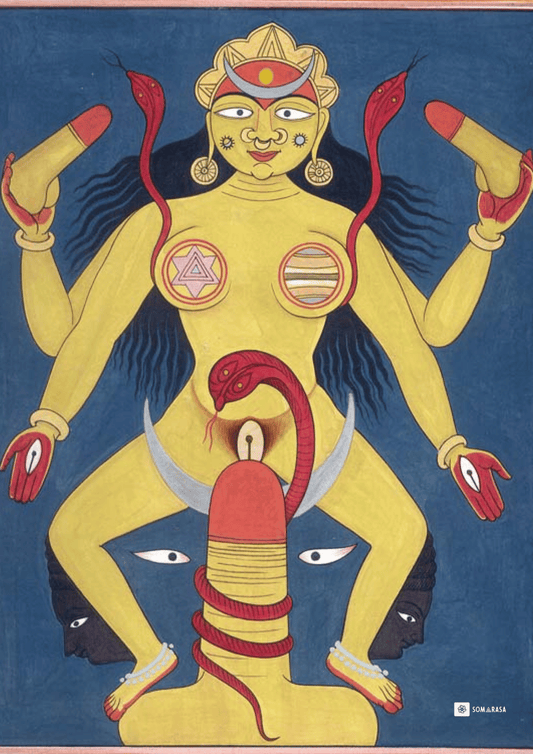 Tantric Union: Shakti on Shiva Lingam - The Cosmic Dance of Creation
