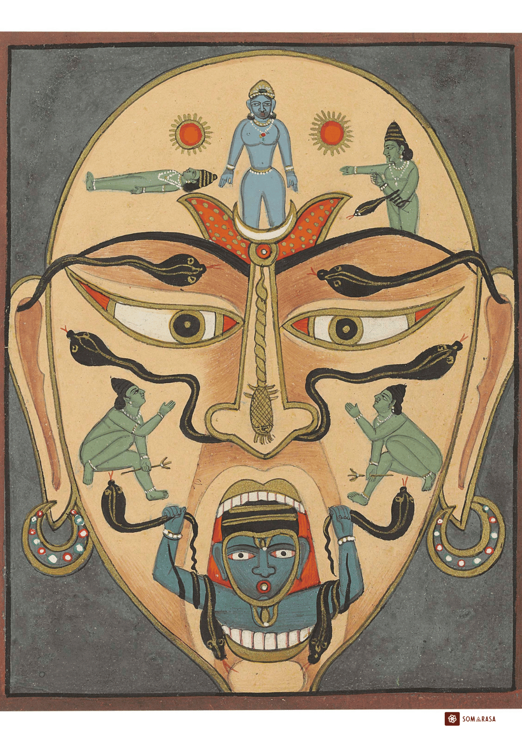Tantric Vision of Sound and Serpent Energy: A Rare 19th-Century Indian Artwork