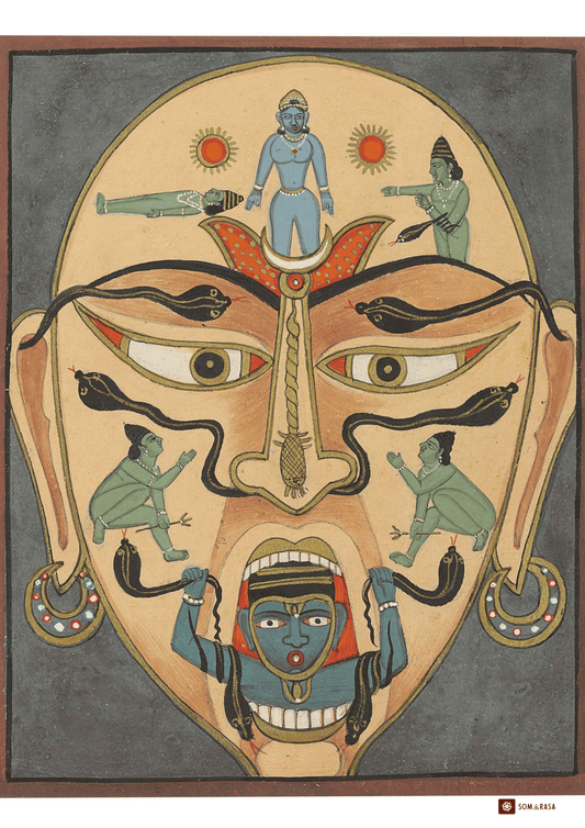 Tantric Vision of Sound and Serpent Energy: A Rare 19th-Century Indian Artwork