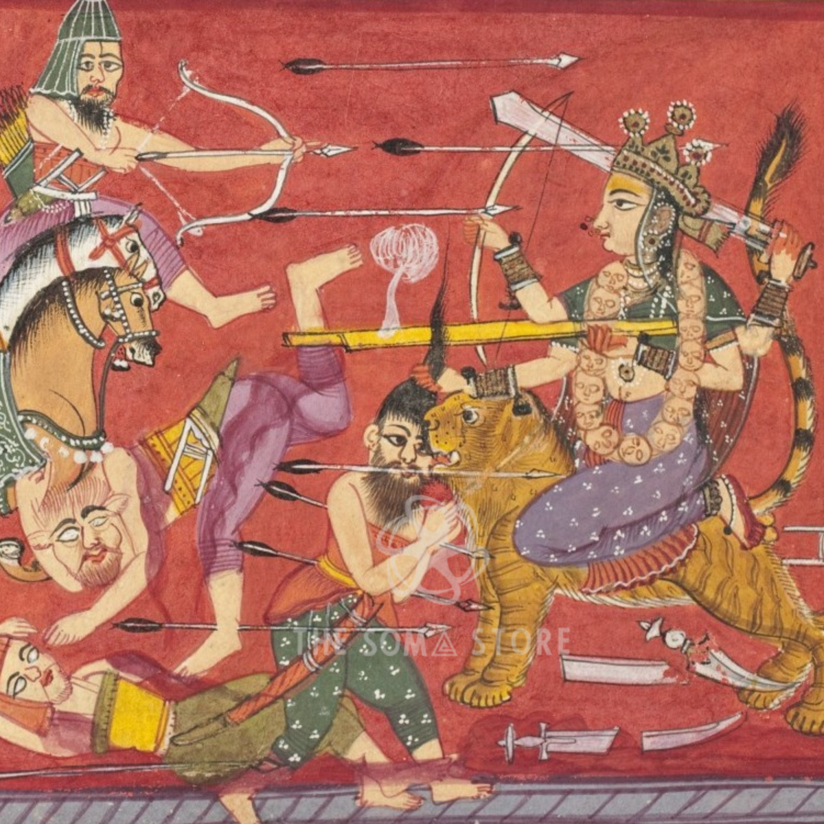 The Battle of Bhavani – Durga's Rain of Arrows (14×14 Poster)