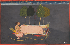 Lakshmana Watches Over Rama in the Forest – Shangri Ramayana (16×24 Poster)