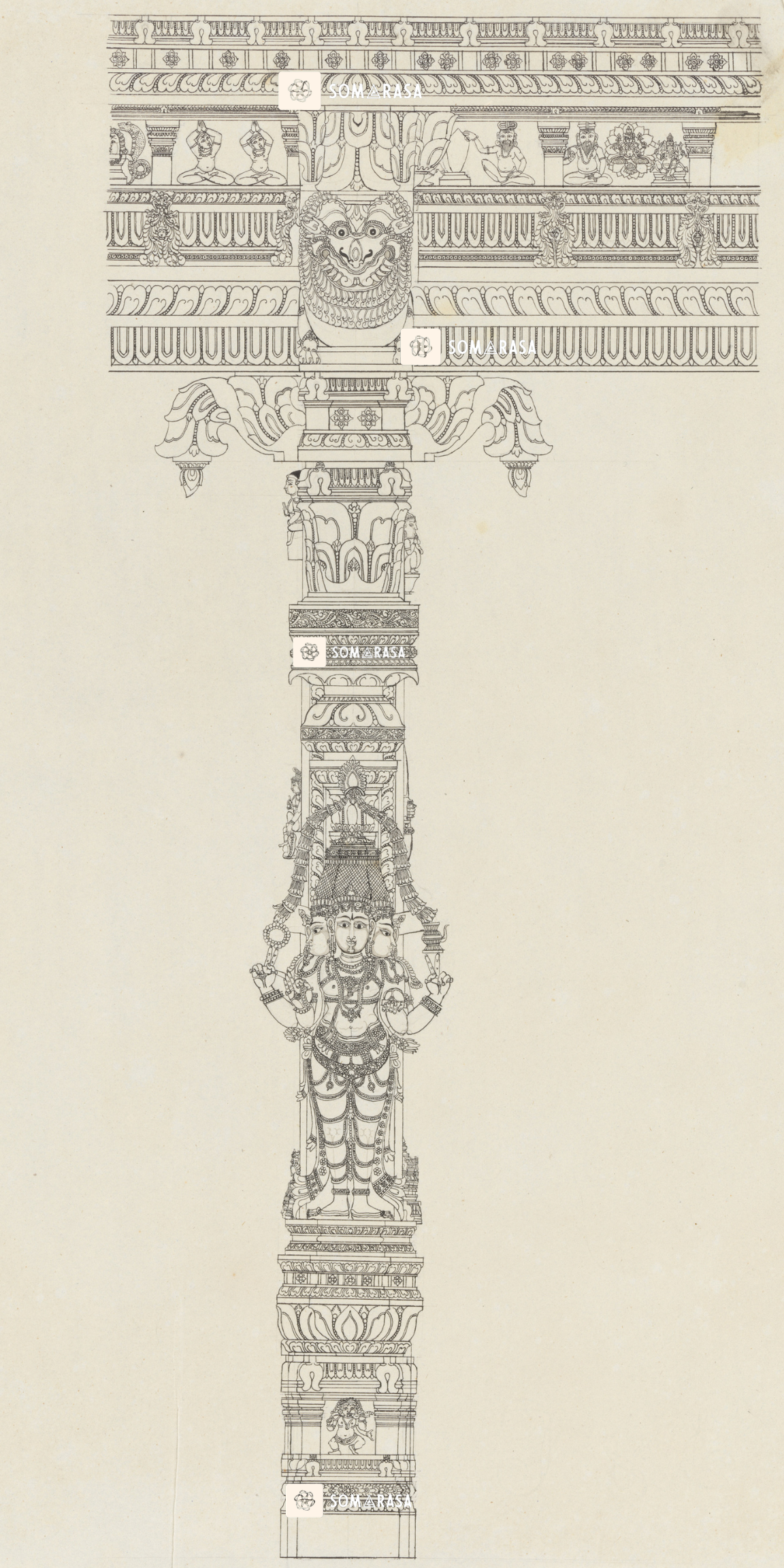 Brahma – Madurai Pudu Mandapa Architectural Pier Drawing (12×24 Poster)