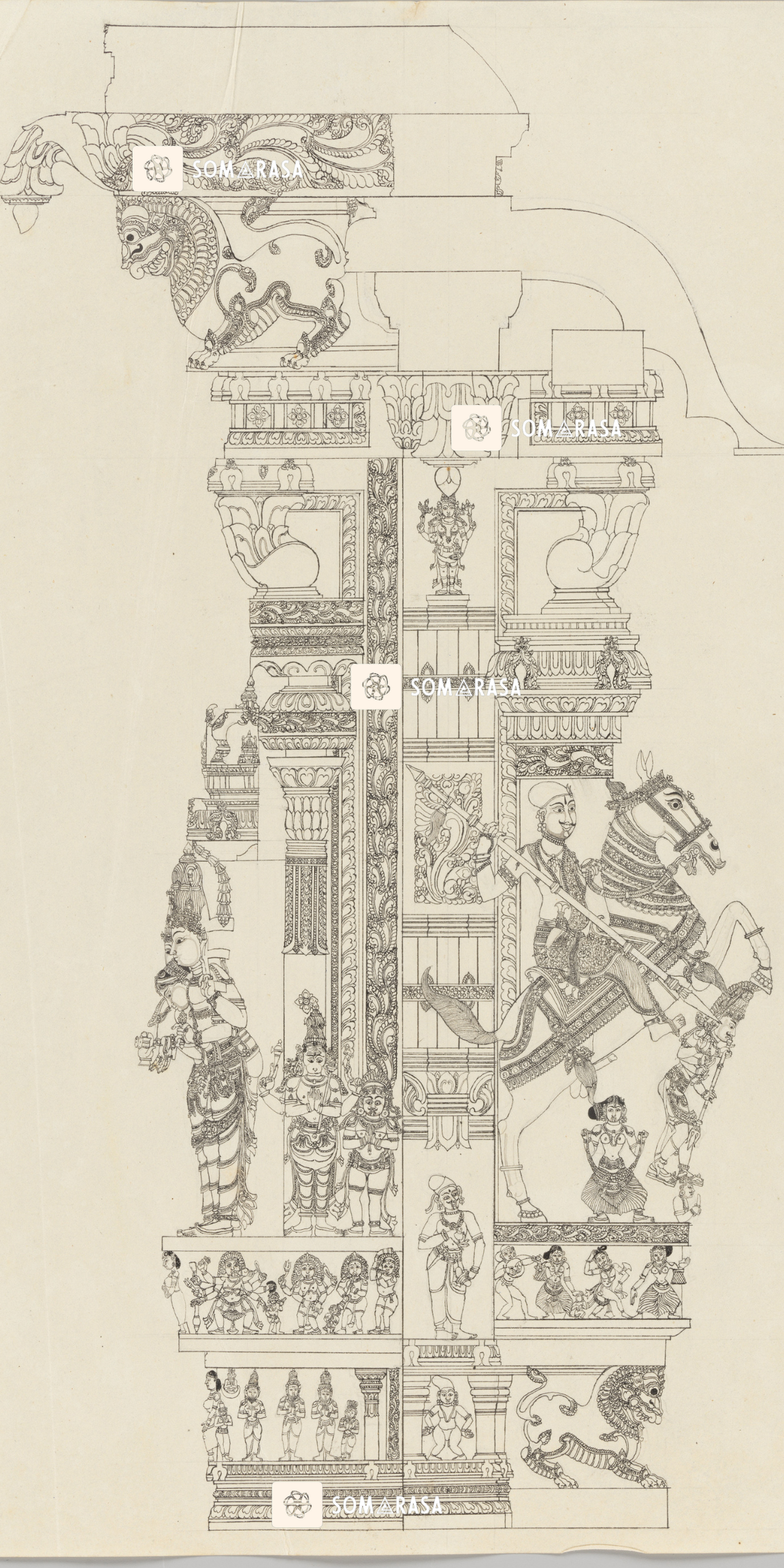 Marriage of Minakshi and Sundareshvara - Nayaka Temple Pier Drawing (12×24 in Poster)