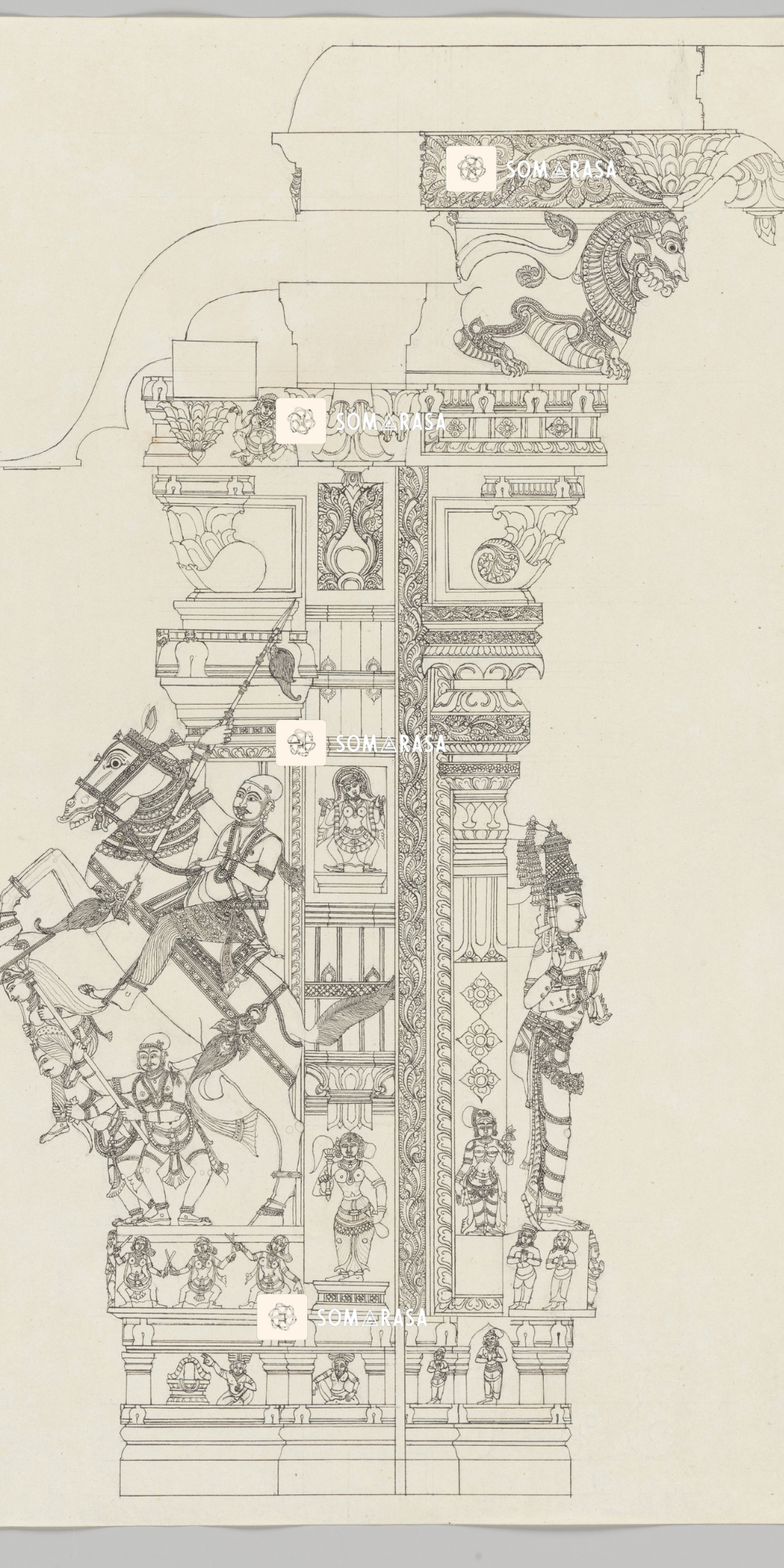 Subramanya: Equestrian Warrior with Raised Spear (12×24 in Poster)