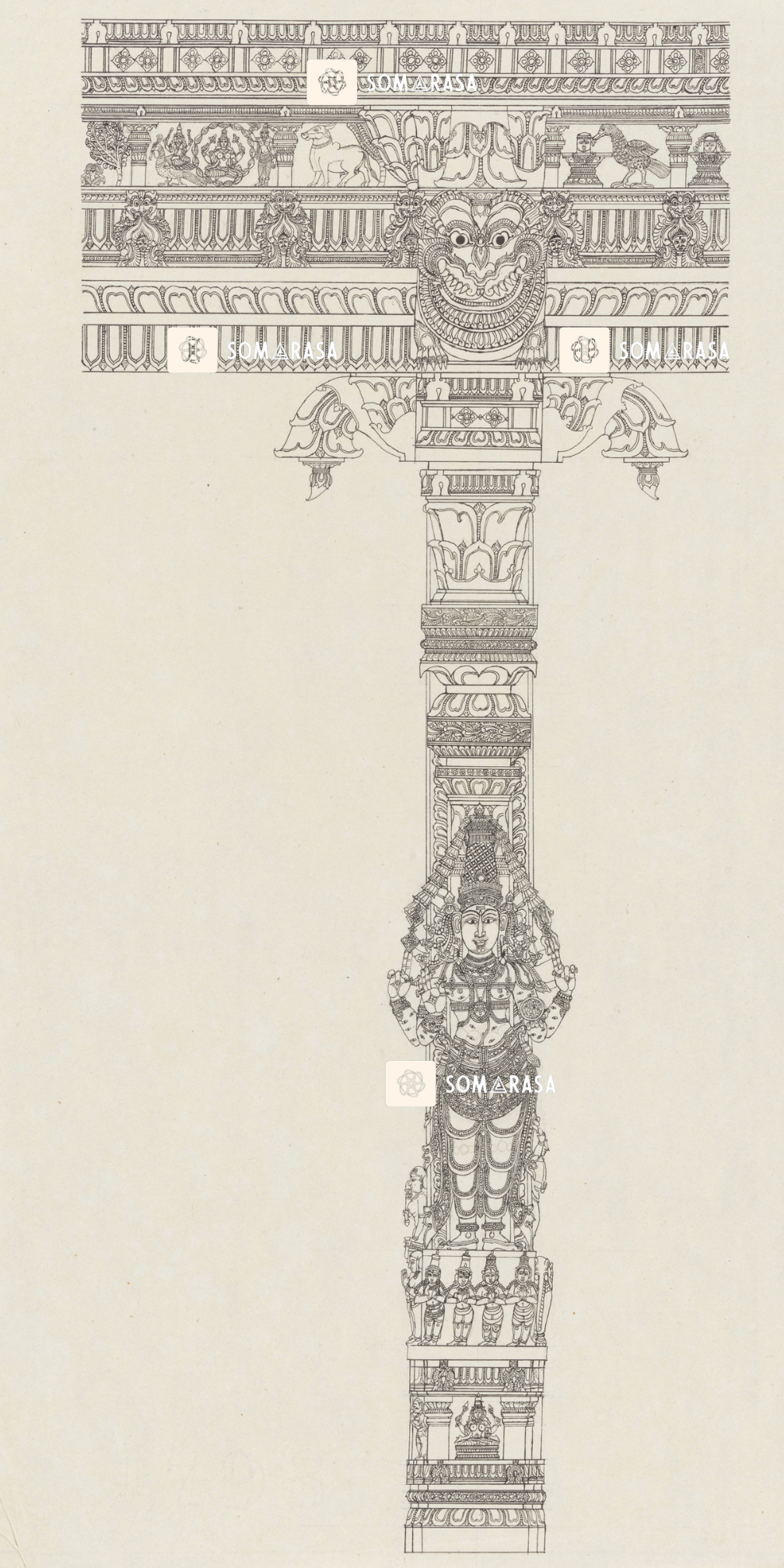 Subramanya - Divine Pillar Sculpture from the Pudu Mandapa (12×24 in Poster)