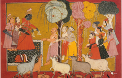 Rama Bestows His Possessions - "Shangri" Ramayana (16x24 Poster)