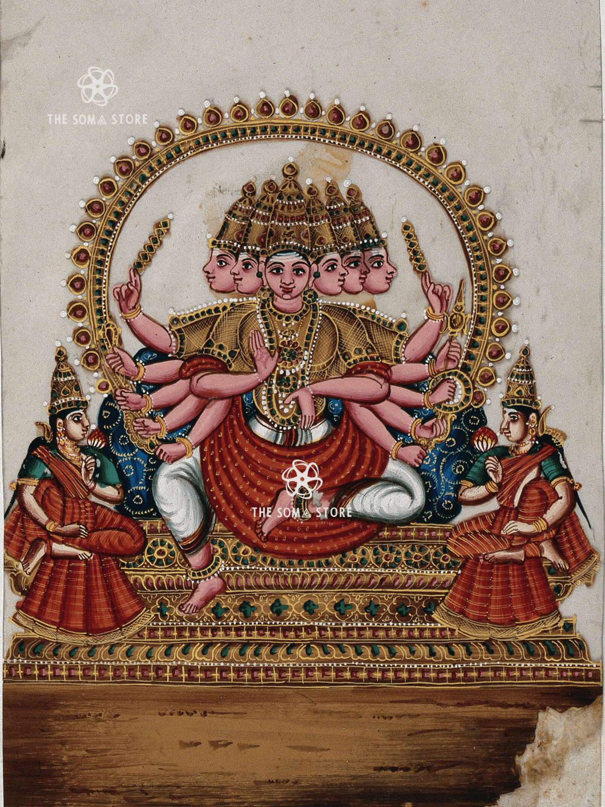 Kartikeya (Murugan) with Valli & Devasena - 18 × 24 in Poster