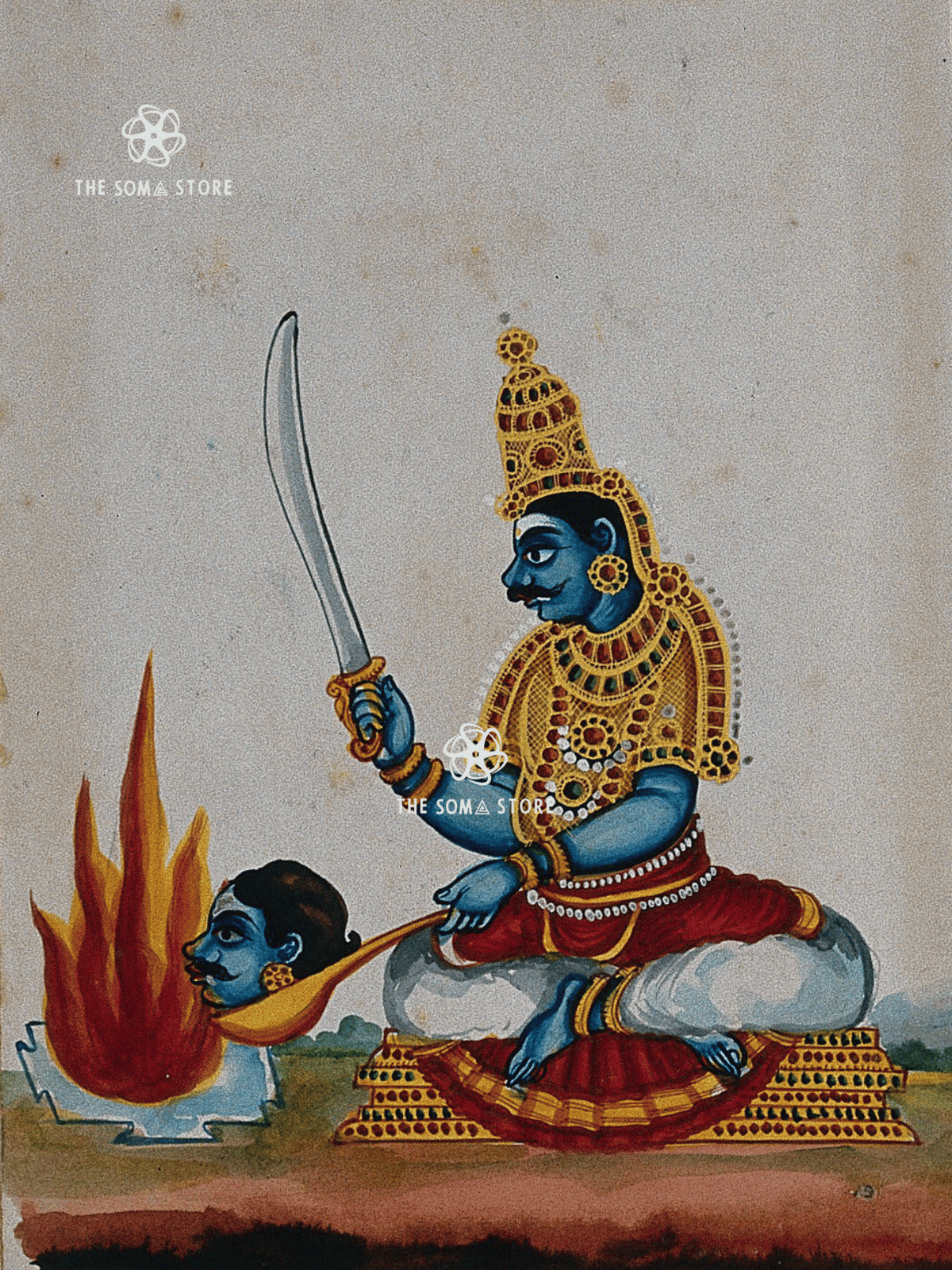 Rāvaṇa Offering His Head to Shiva - 18 × 24 in Poster