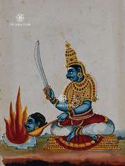 Rāvaṇa Offering His Head to Shiva - 18 × 24 in Poster