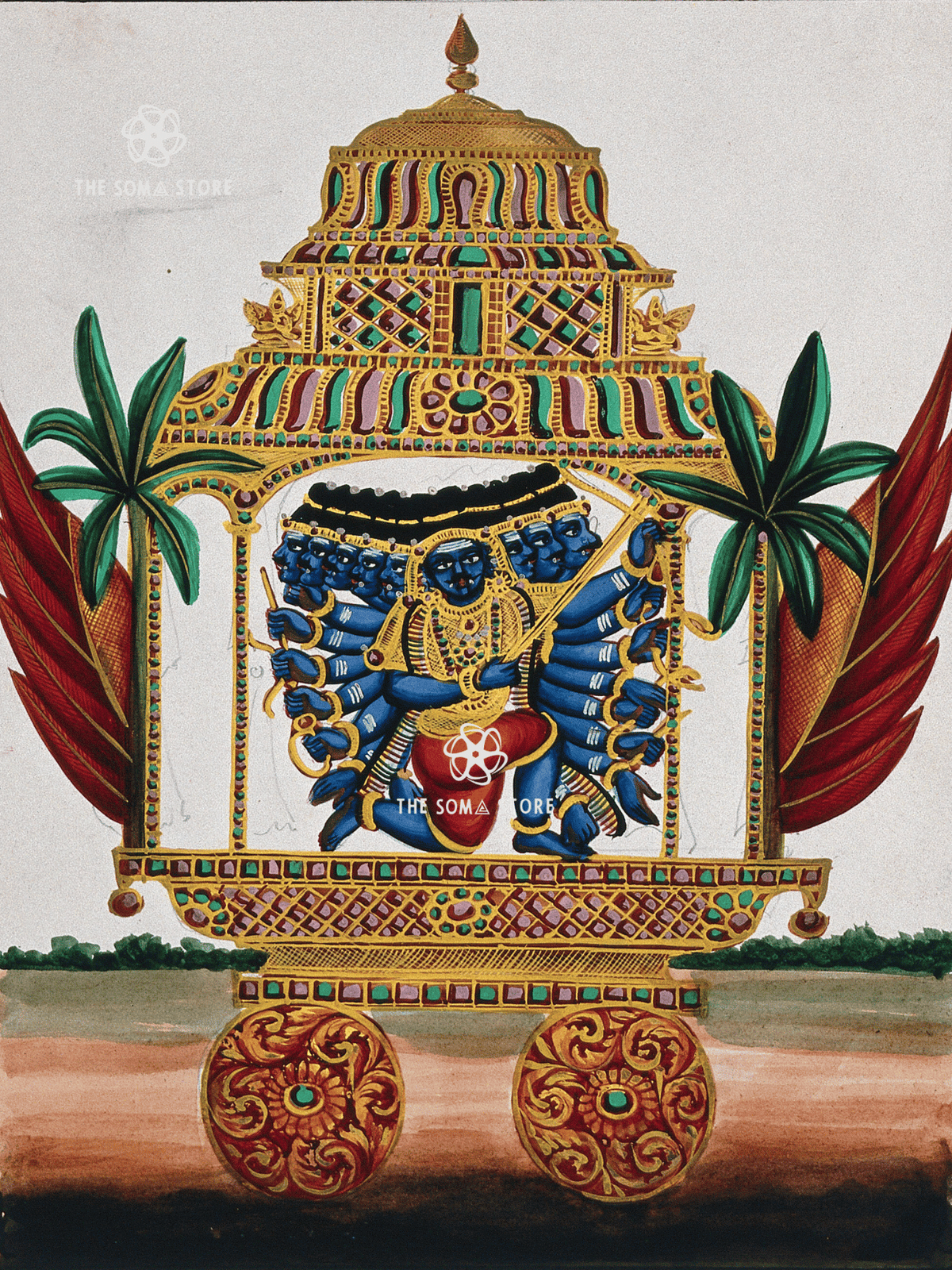 Rāvaṇa on the Puṣpaka Vimāna (18×24″ Museum-Grade Poster)