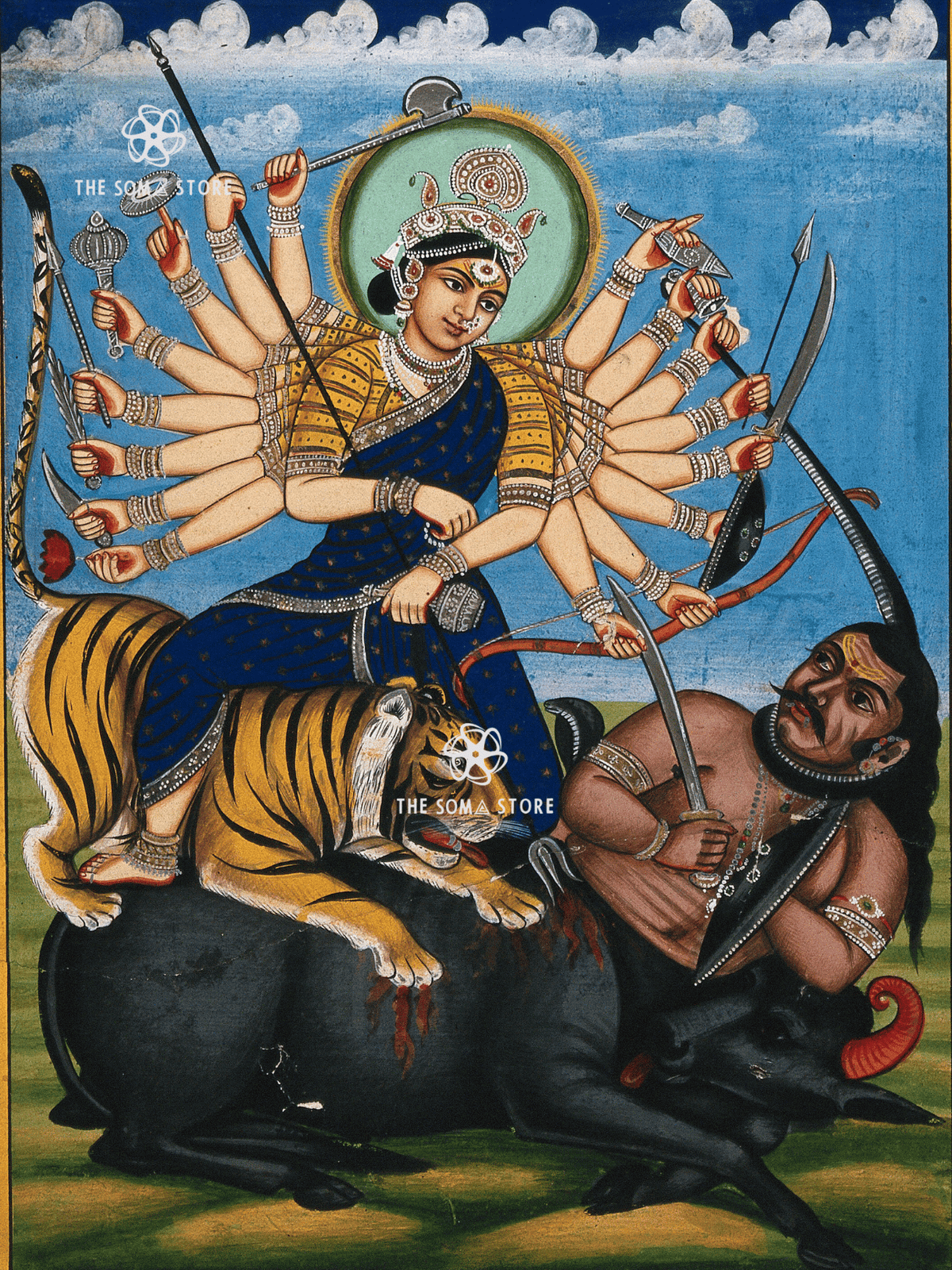 Durgā - Slaying Mahīṣāsura, the Buffalo Demon (18×24″ Poster)