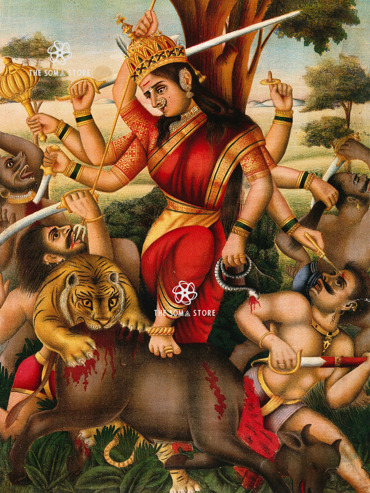 Durgā Slaying Mahīṣāsura (18×24″ Poster)