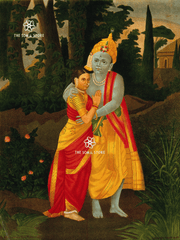 Kṛṣṇa Embracing Rādhā - Divine Love in Human Form (18×24″ Poster)