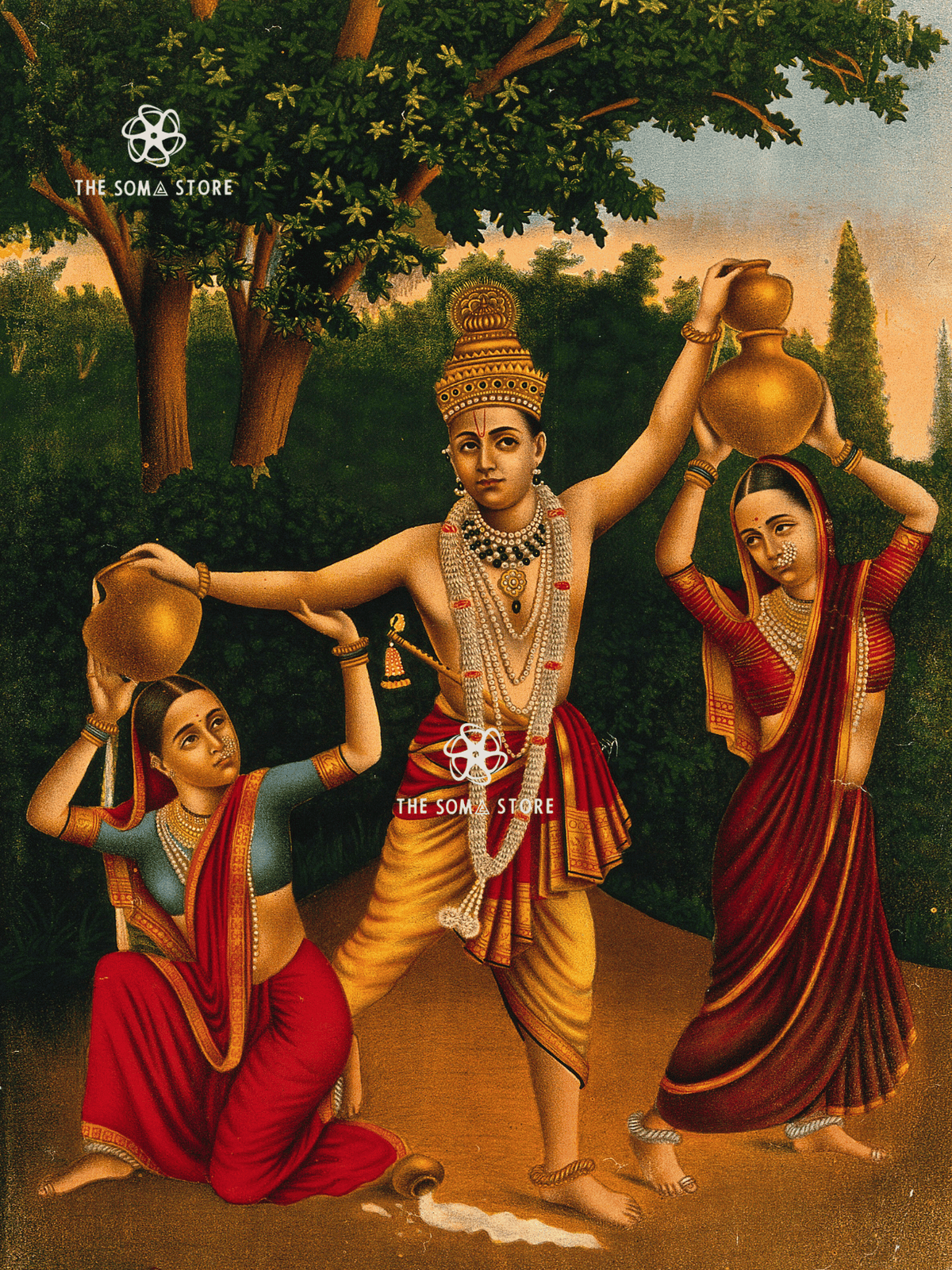 Śrī Kṛṣṇa and the Spilled Milk Pots - Līlā of Divine Mischief (18×24″ Poster)
