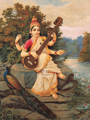 Goddess Saraswati – Raja Ravi Varma (18×24″ Poster)