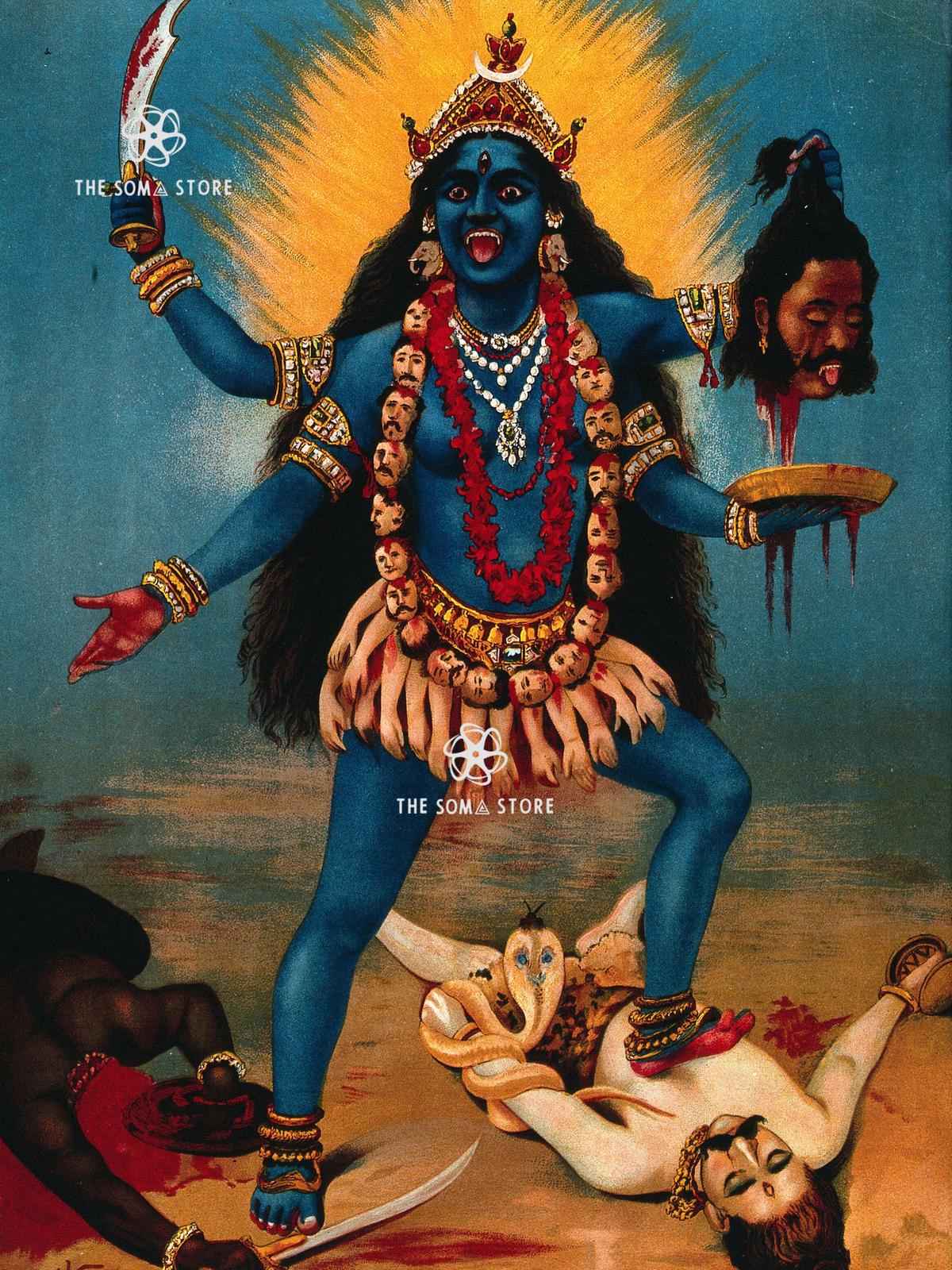 Kālī Trampling Śiva - Raja Ravi Varma (18×24″ Poster)