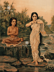 Śukra and Rambhā - Ascetic Wisdom and Celestial Temptation (18×24″ Poster)