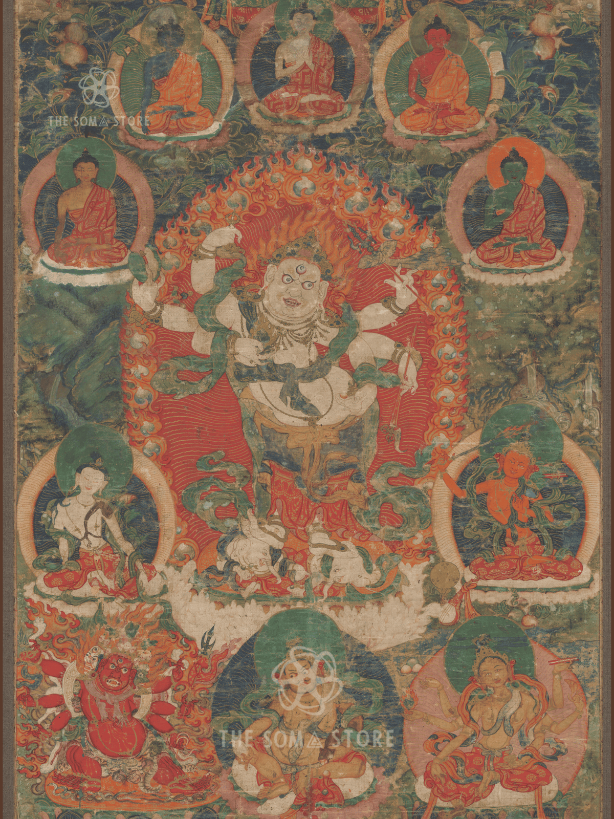 White Mahakala - Shadbuja Sita Mahakala (18 × 24 in Poster)