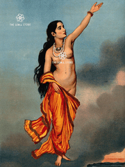Celestial Nymph Ascending to the Heavens - Raja Ravi Varma Press (18×24″ Poster)