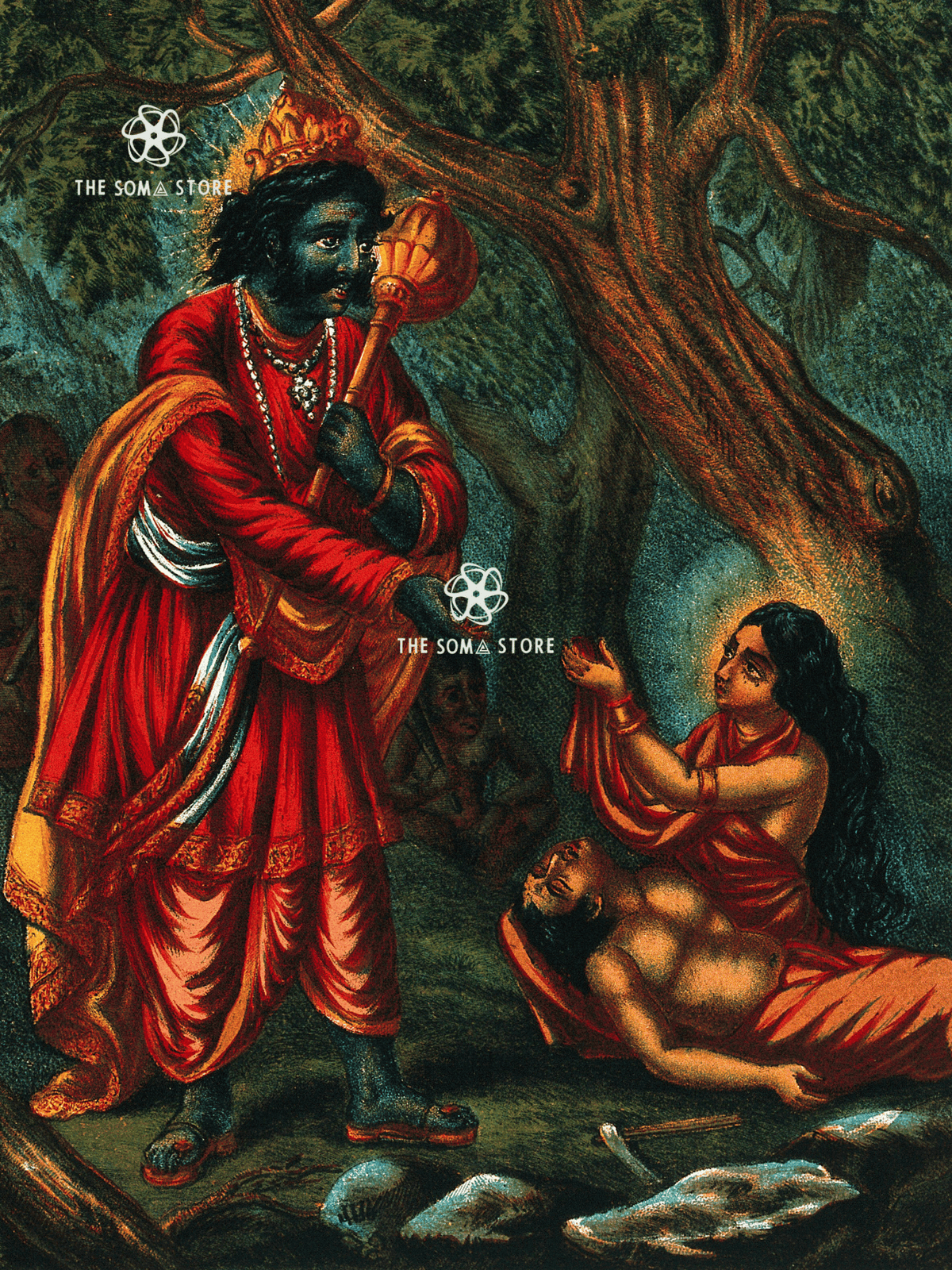 Savitri Pleading with Yama for Satyavan - 18×24″ Museum Poster
